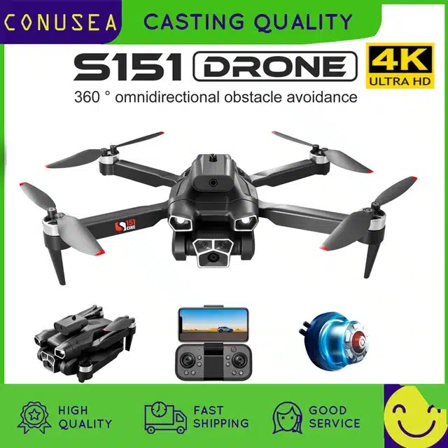 S30350c3c74294dc0bbdef8b15ee6f417U.jpg_640x640Q90.jpg_ S151 Mini Rc Drone 4K Profesional With ESC Three HD Camera Intelligent Obstacle Avoidance Drone RC Plane Brushless Motor Drones - Image 1