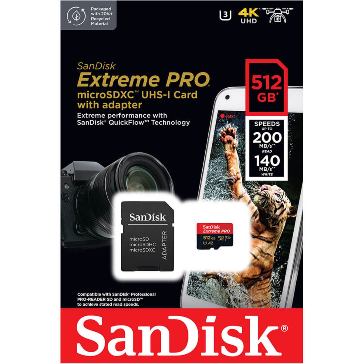 Sandisk Extreme PRO 512GB 200mbps MicroSDXC UHS-1 Memory Card With Adapter - Image 3